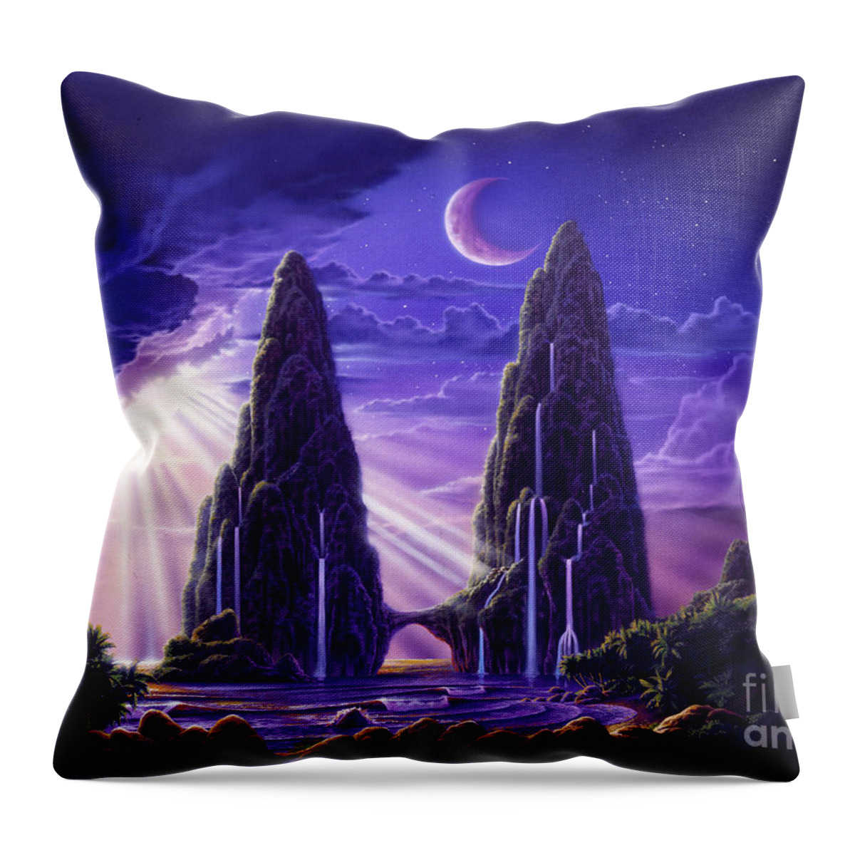 Tropical Throw Pillow featuring the digital art Tropical Hideaway by MGL Meiklejohn Graphics Licensing