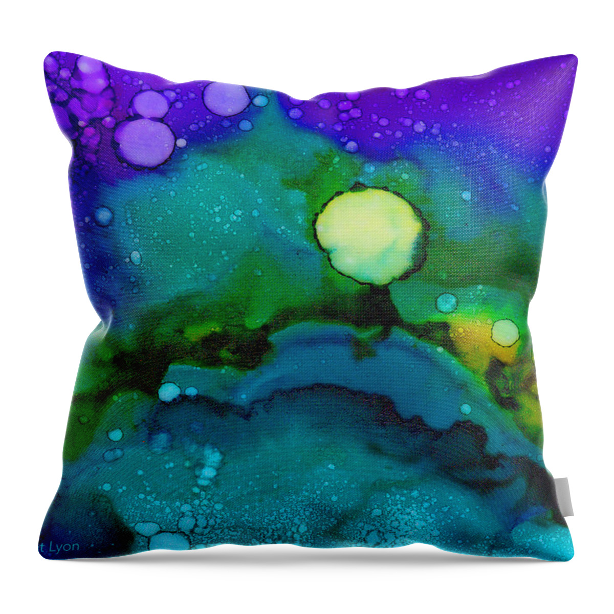 Tropical Throw Pillow featuring the painting Tropical Moon by Angela Treat Lyon