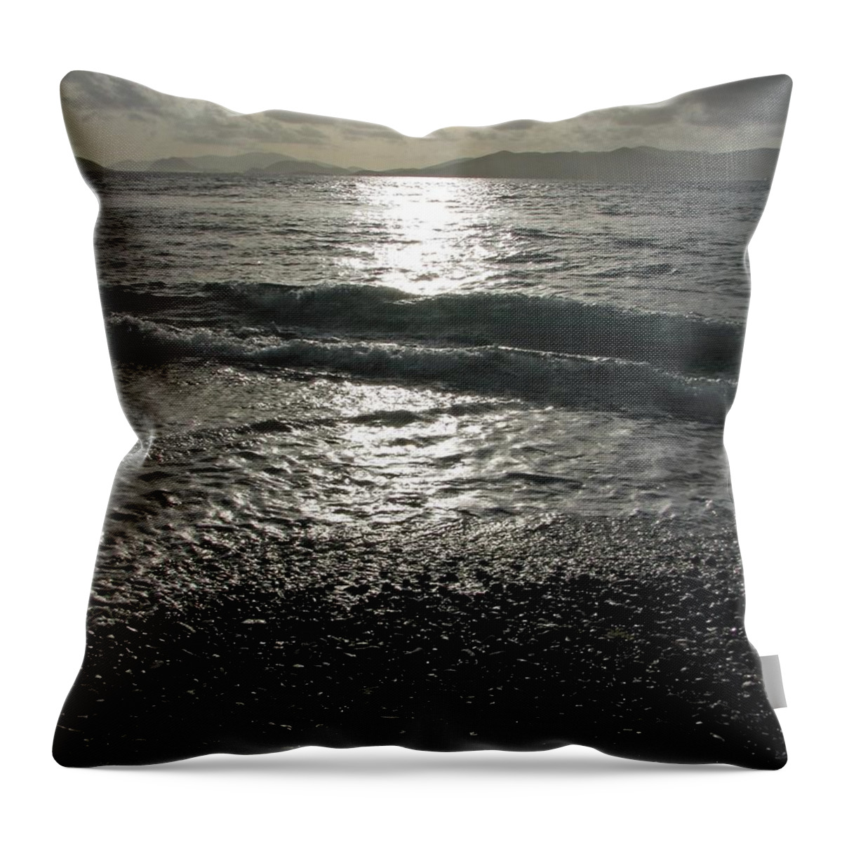 Sapphire Beach Throw Pillow featuring the photograph Tropical Mornings - Silhouettes 05 by Pamela Critchlow