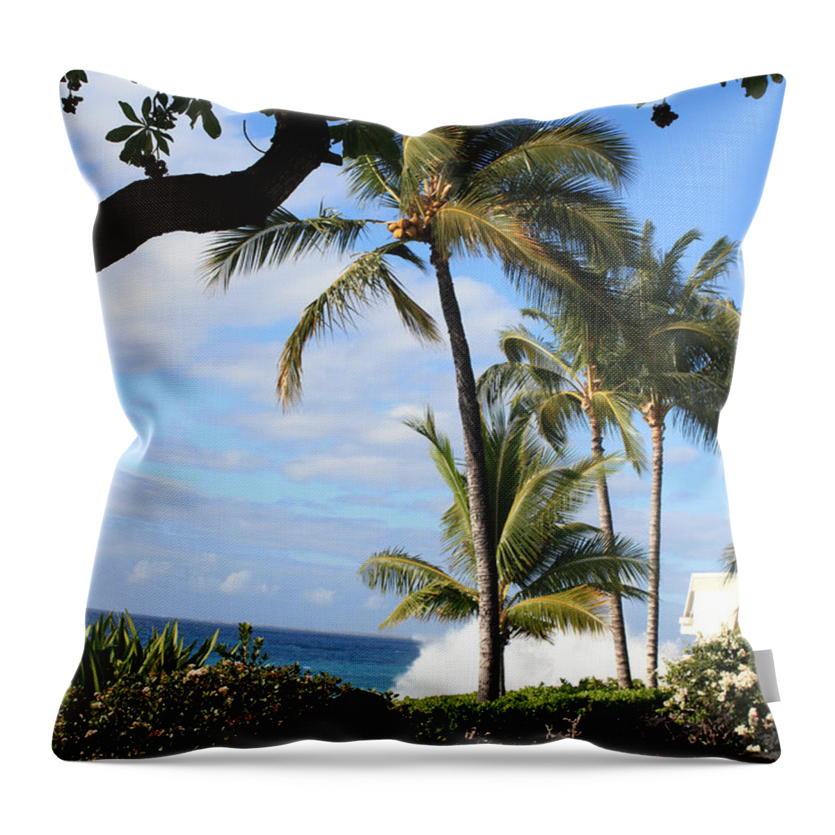 Palms Throw Pillow featuring the photograph Tropical Paradise by Karen Nicholson