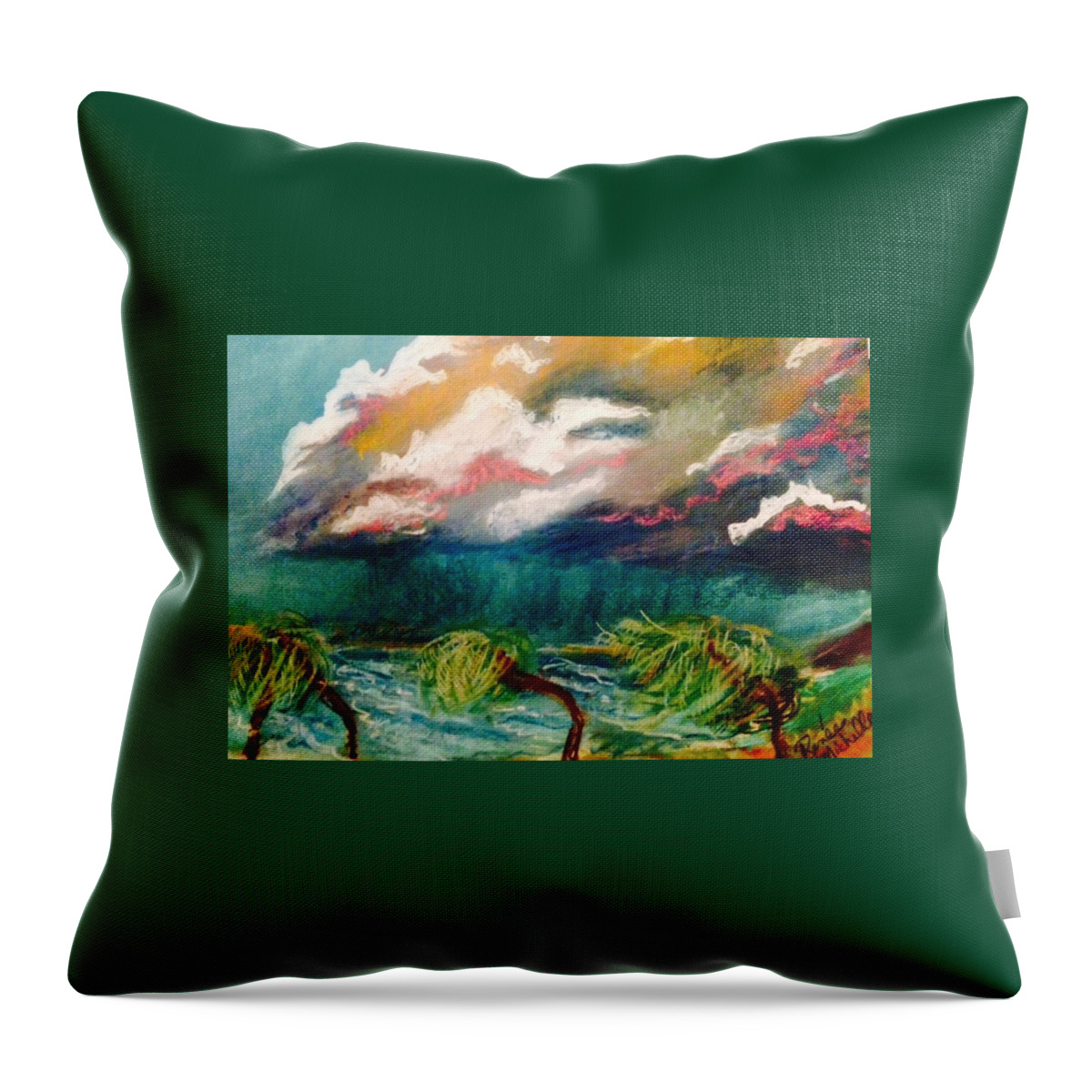 Scenic Throw Pillow featuring the pastel Tropical Storm by Renee Michelle Wenker