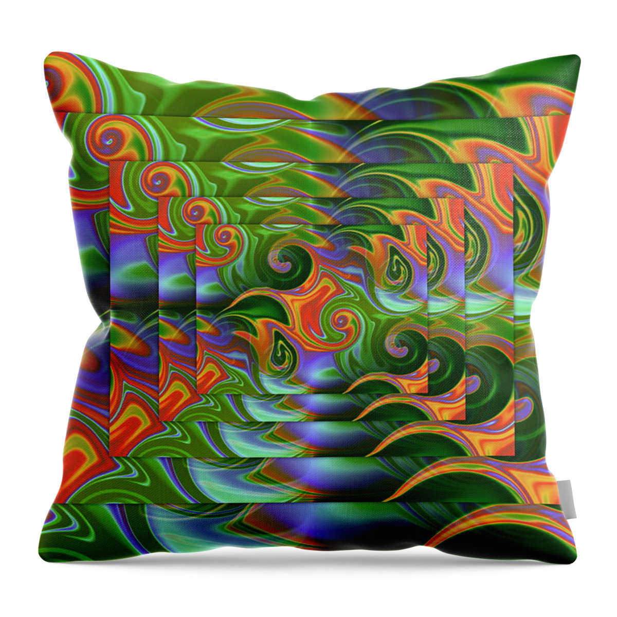 Tropical Throw Pillow featuring the digital art Tropical Swirls Layered by Ron Hedges