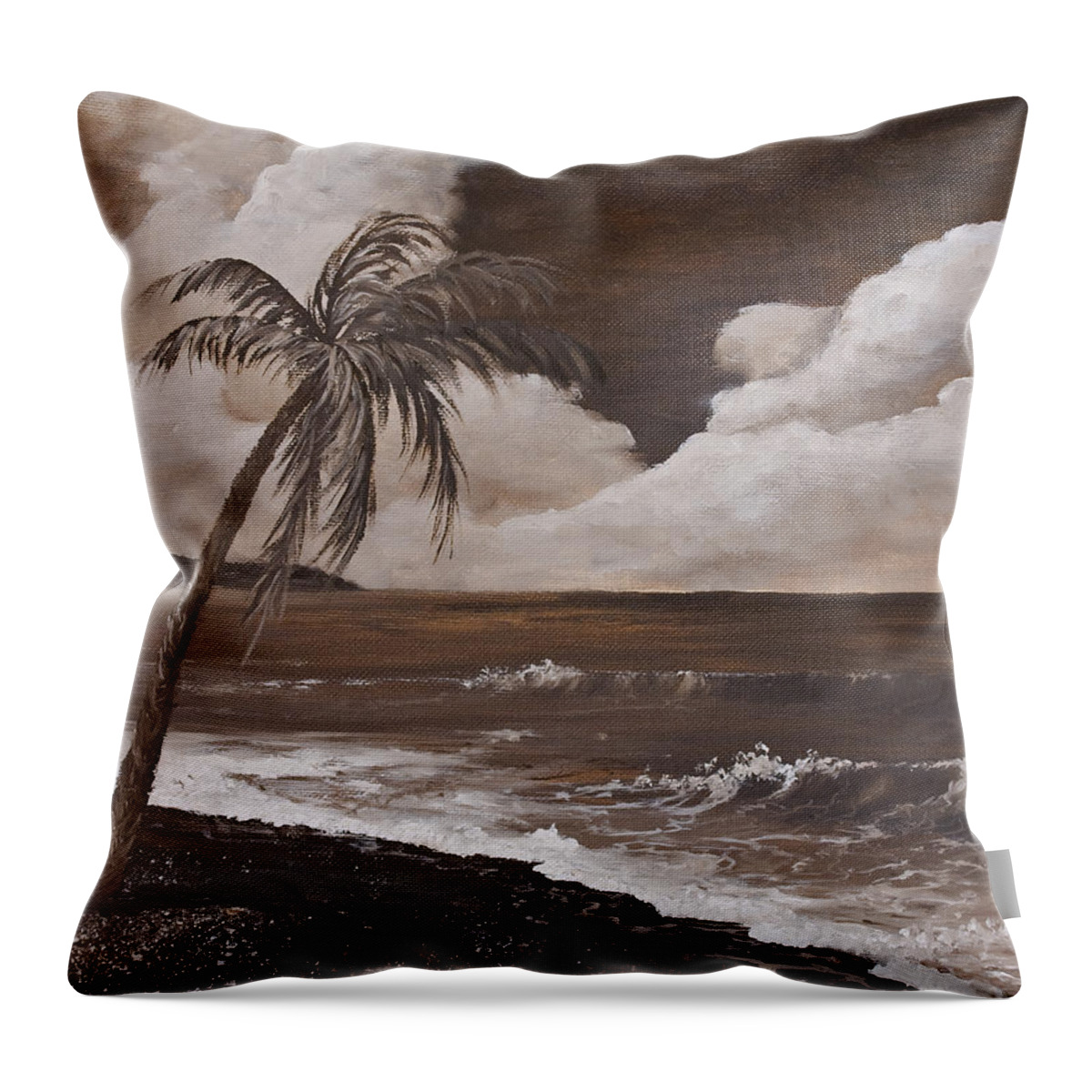 Hawaiian Island Throw Pillow featuring the painting Tropics In Brown by Darice Machel McGuire