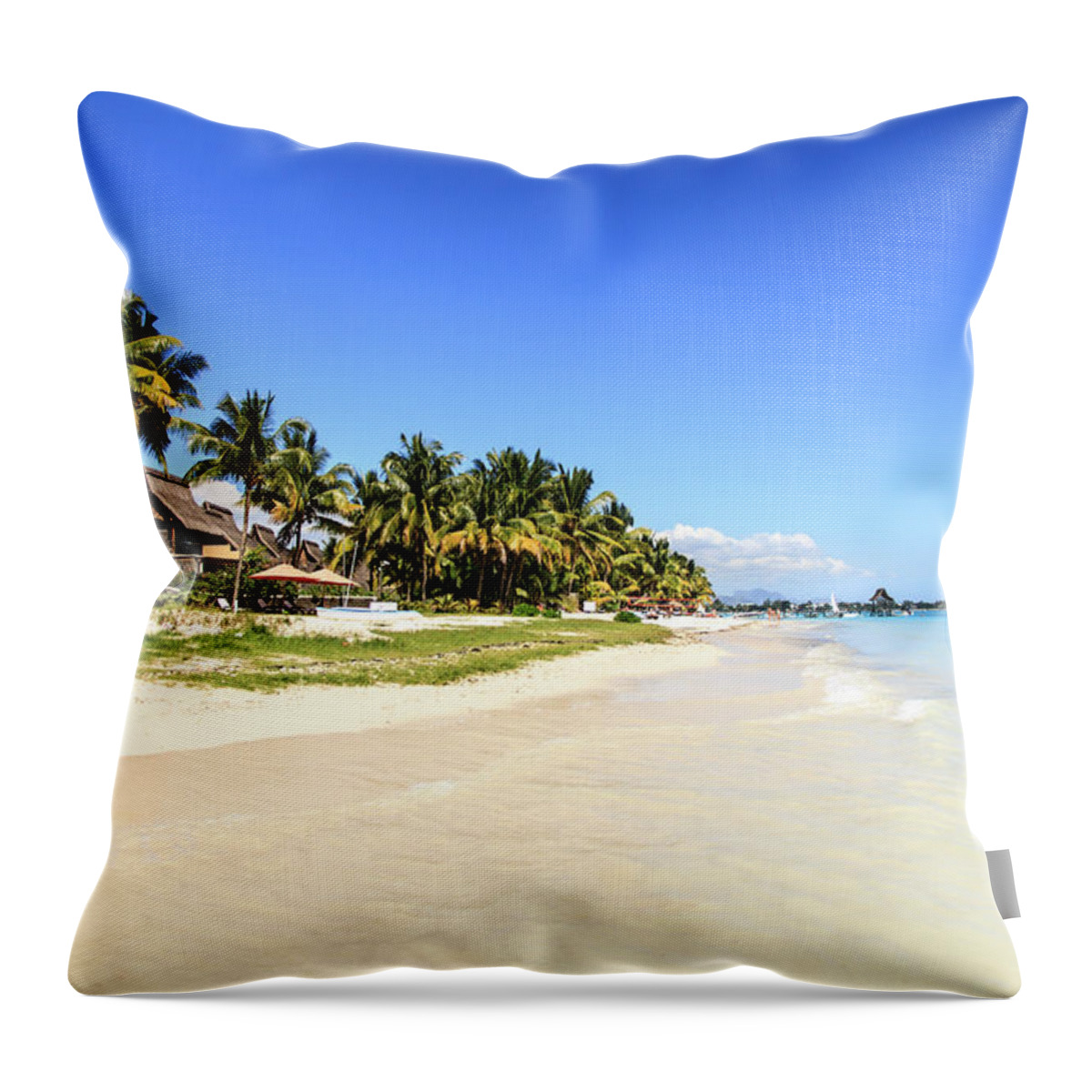 Tranquility Throw Pillow featuring the photograph Trou-aux-biches Beach Mauritius by Anna Shtraus Photography