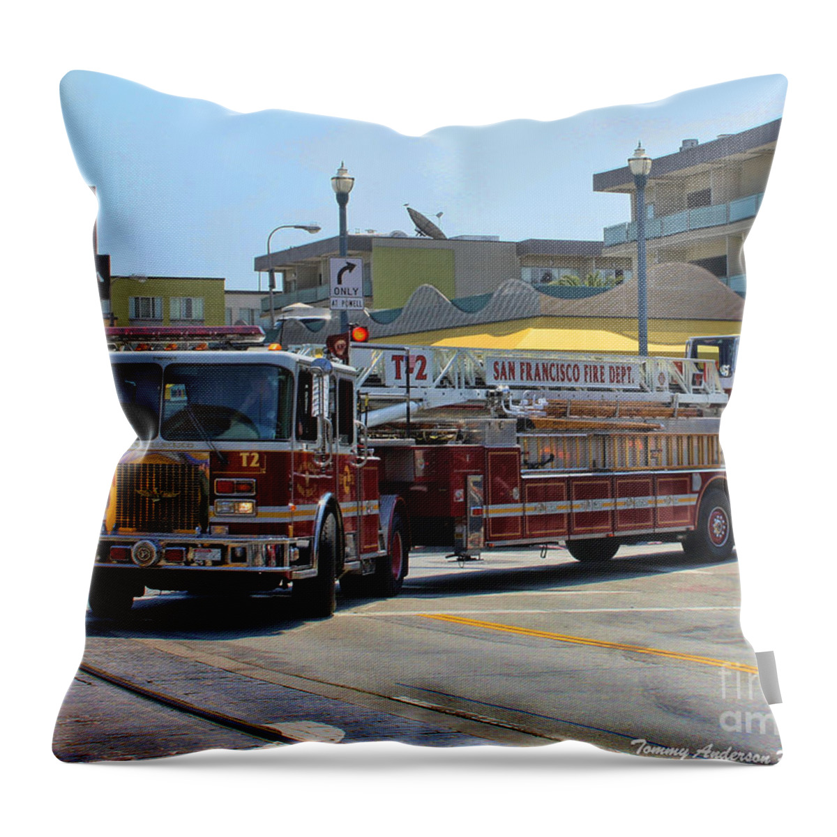 Fire Truck Throw Pillow featuring the photograph Truck 2 SFFD by Tommy Anderson