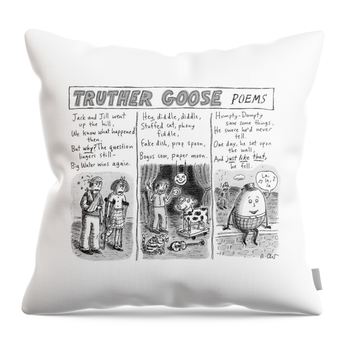 Truther Goose Poems -- A Triptych Of Mother Goose Throw Pillow