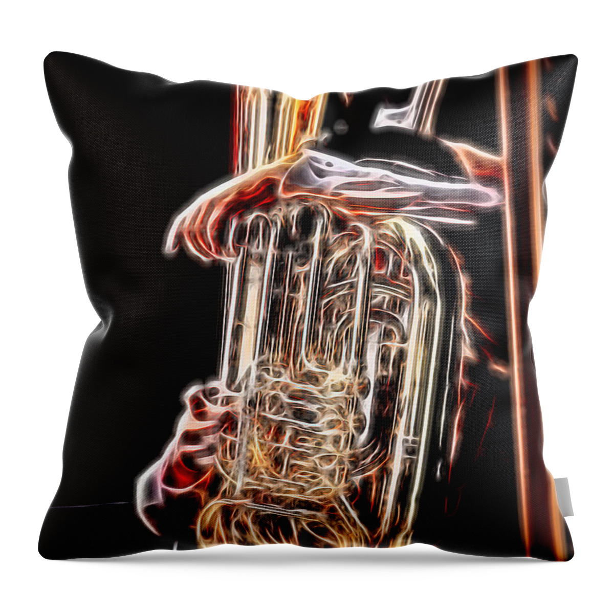 Tuba Throw Pillow featuring the photograph Tuba Player by Ron Roberts