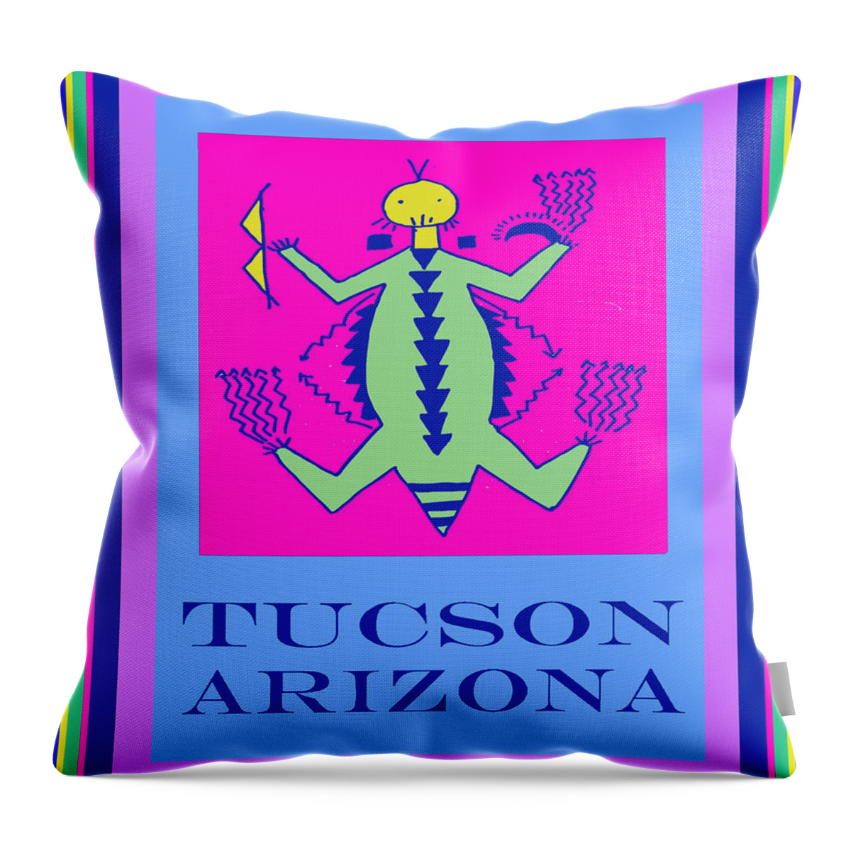 Tucson Throw Pillow featuring the digital art Tucson Arizona Shaman by Vagabond Folk Art - Virginia Vivier