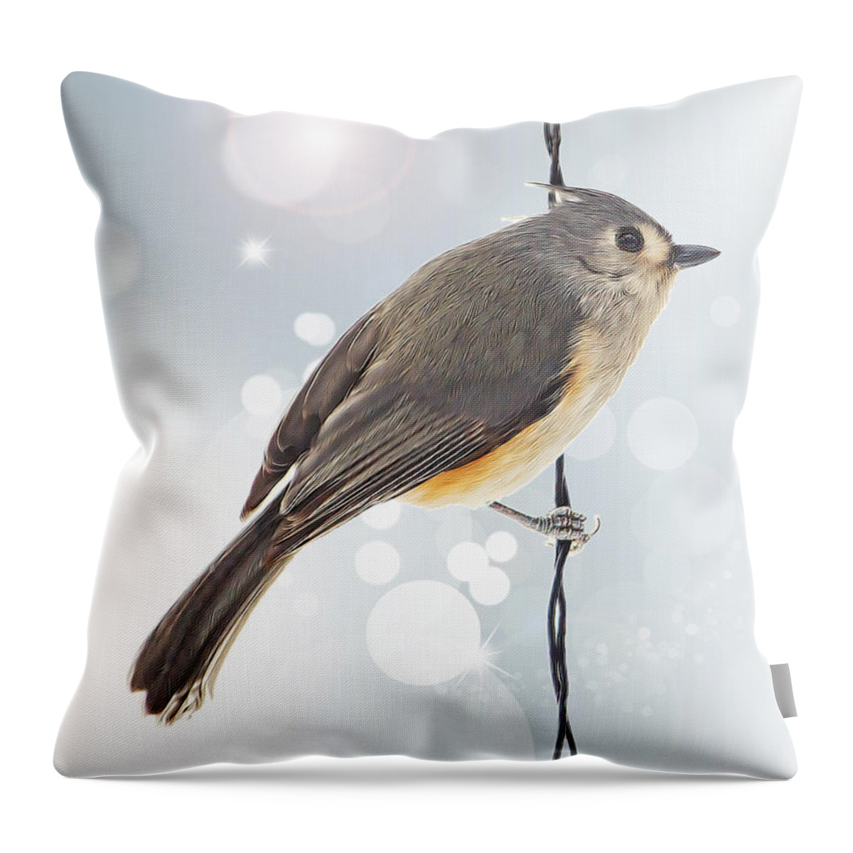 Tufted Titmouse Throw Pillow featuring the photograph Tufted Titmouse Twinkle by Bill and Linda Tiepelman