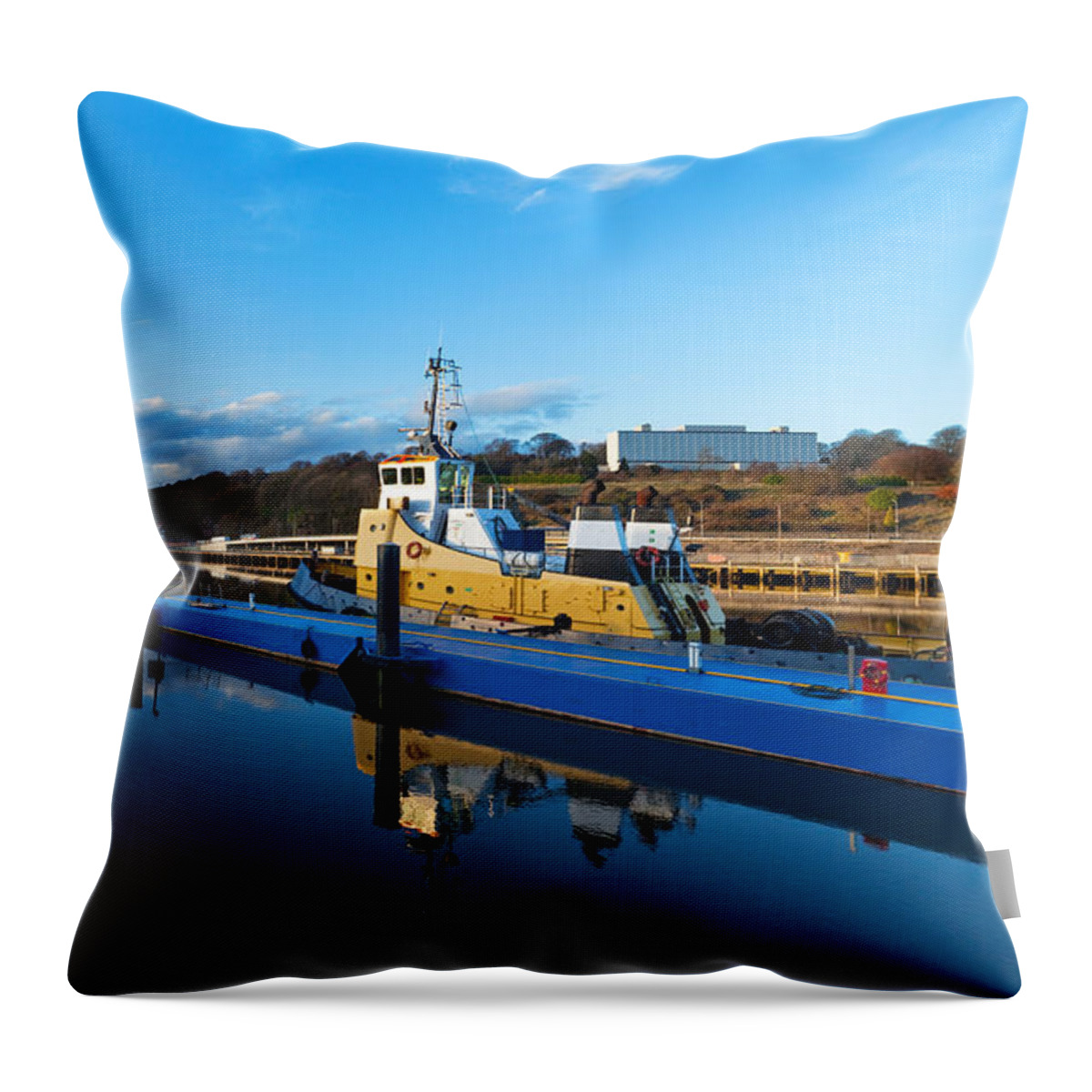 Photography Throw Pillow featuring the photograph Tugboat Moored At The River Suir by Panoramic Images