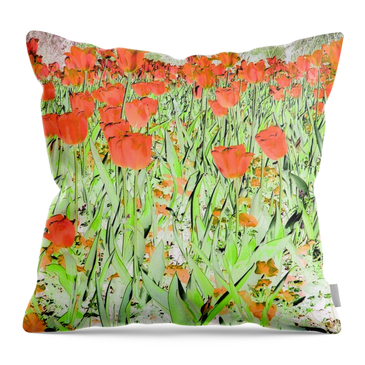 Tulip Throw Pillow featuring the photograph Tulips - Field With Love - PhotoPower 1971 by Pamela Critchlow