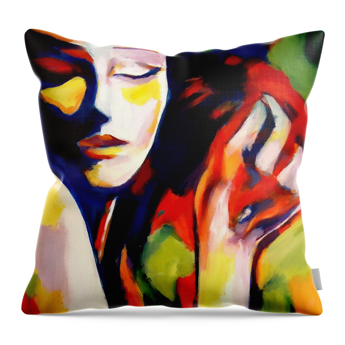 Nude Figures Throw Pillow featuring the painting Tuning by Helena Wierzbicki
