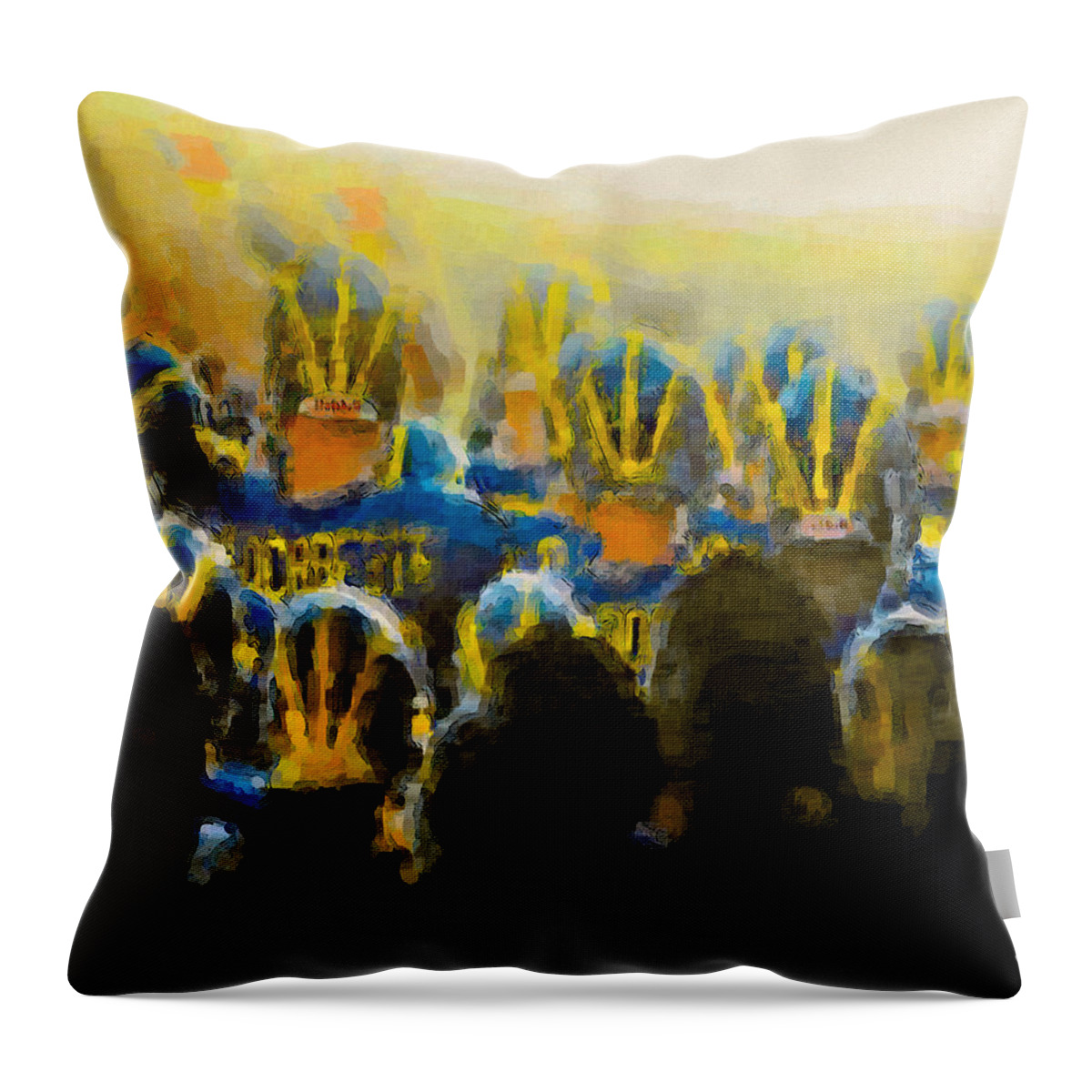 University Of Michigan Throw Pillow featuring the painting Tunnel Fever Special by John Farr