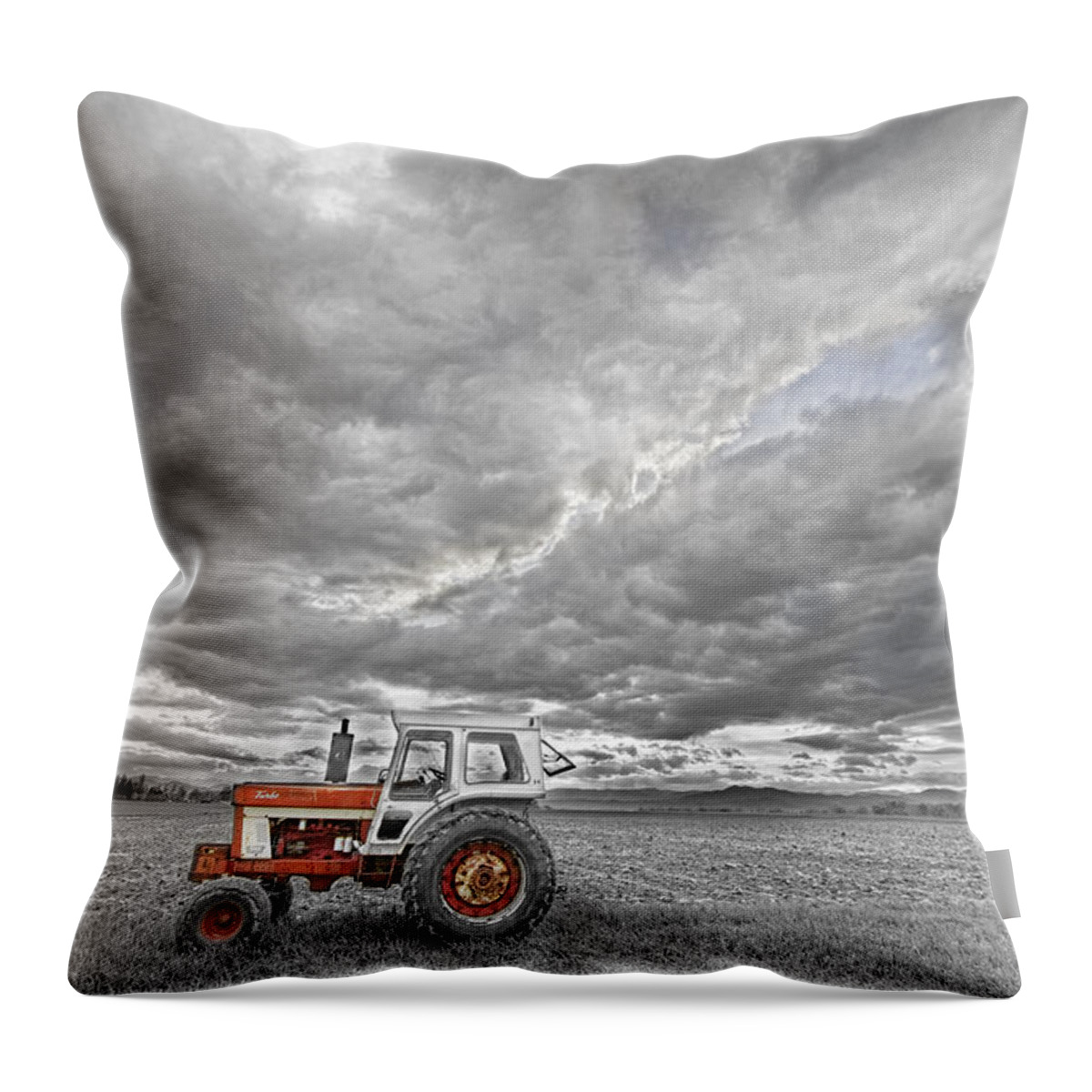 Farming Throw Pillow featuring the photograph Turbo Tractor Superman Country Evening Skies by James BO Insogna
