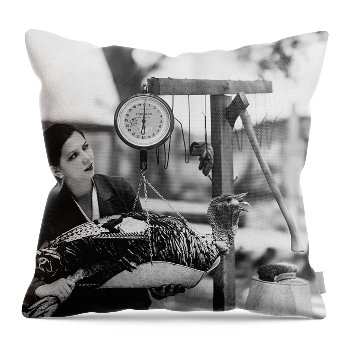 1935 Throw Pillow featuring the photograph Turkey Day Coming Up by Stax