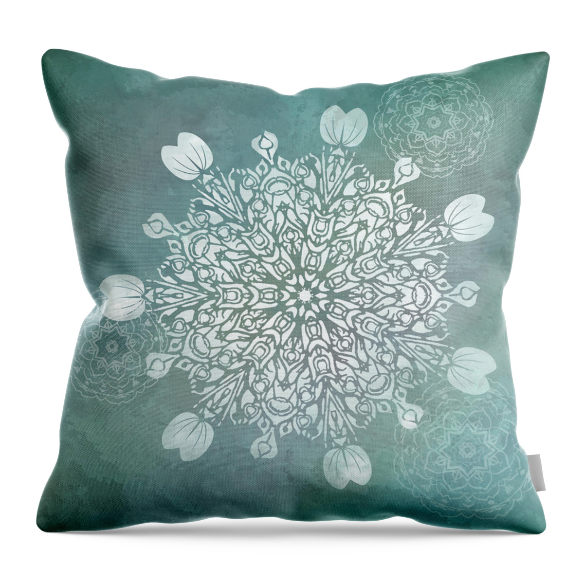 Mandala Throw Pillow featuring the digital art Turquoise Mandala Float by Deborah Smith