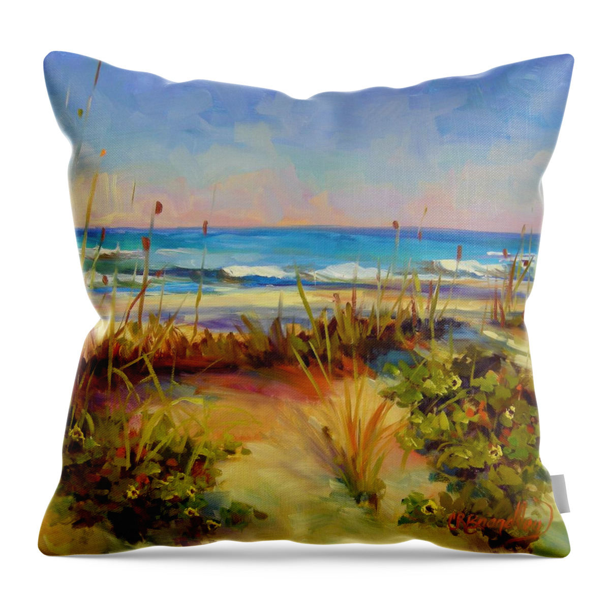 Beach Throw Pillow featuring the painting Turquoise Tide by Chris Brandley