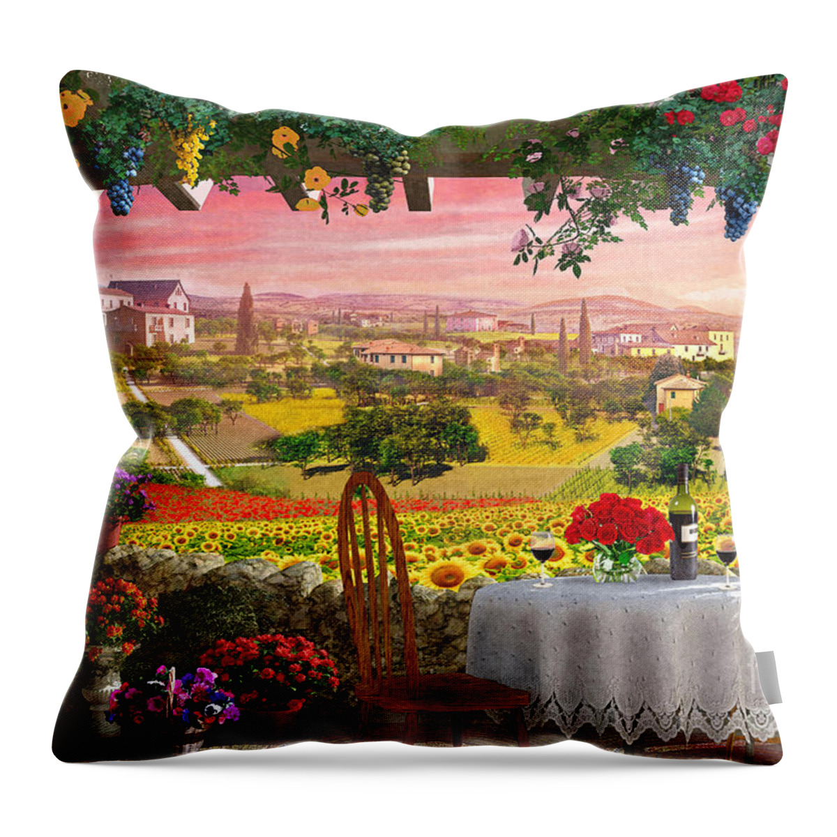 Italy Throw Pillow featuring the digital art Tuscany Hills by MGL Meiklejohn Graphics Licensing