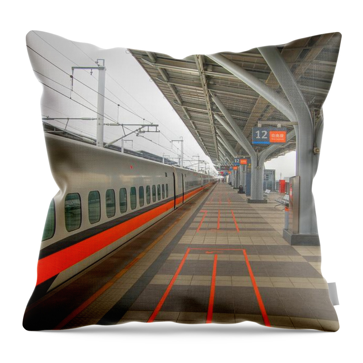 Taiwan Throw Pillow featuring the photograph TW Bullet Train 2 by Bill Hamilton