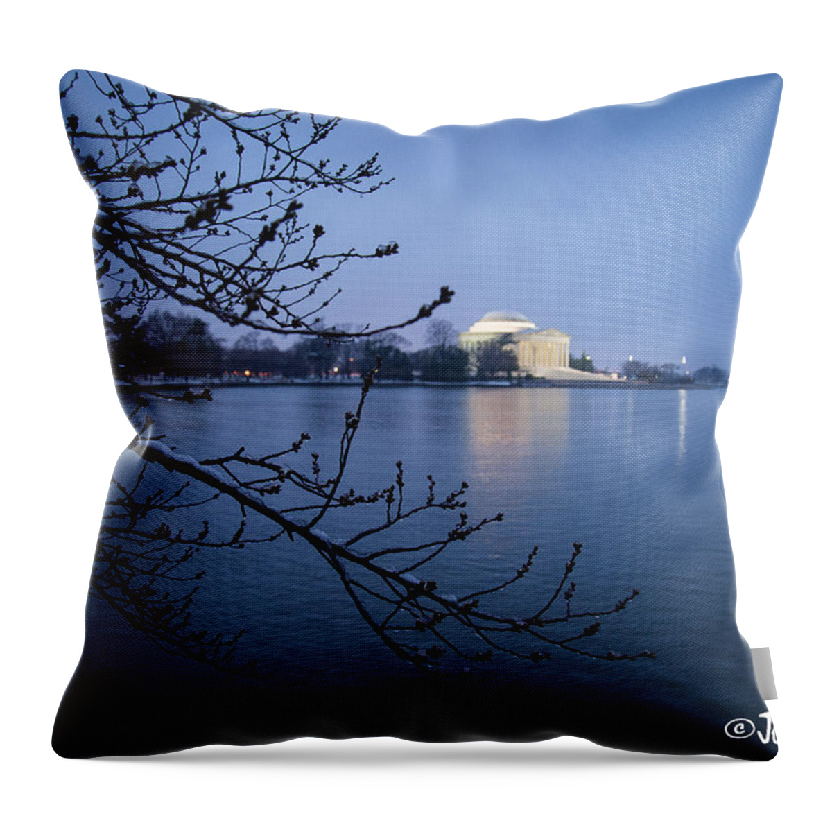 Thomas Jefferson Memorial Throw Pillow featuring the photograph Twilight Reflections by Joan Wallner