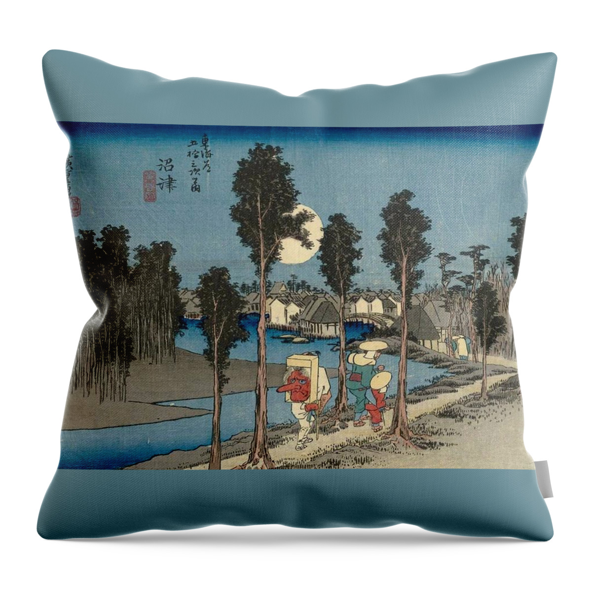 1833-1834 Throw Pillow featuring the painting Twilight by Utagawa Hiroshige