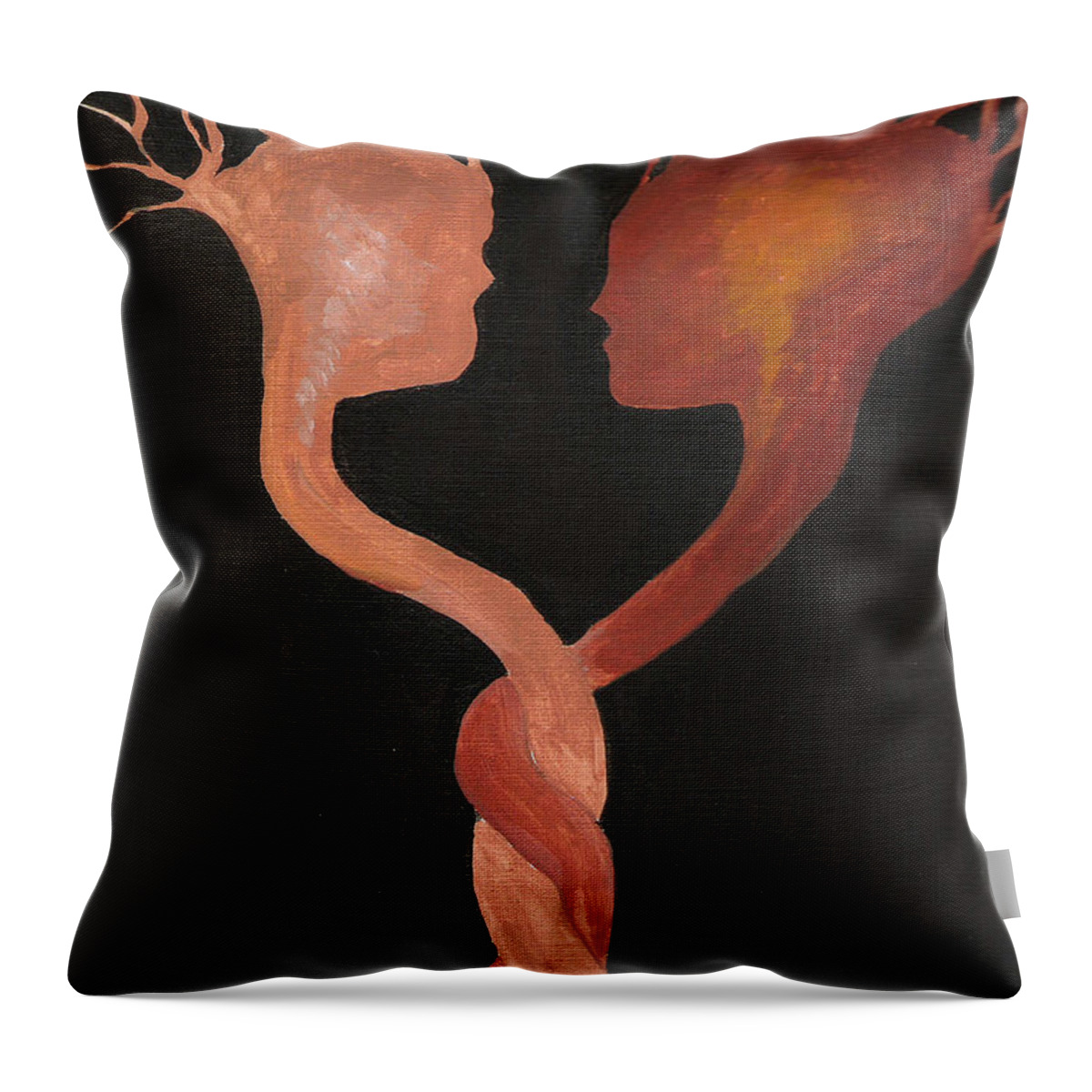 Figures Throw Pillow featuring the painting Twins by Pamela Henry