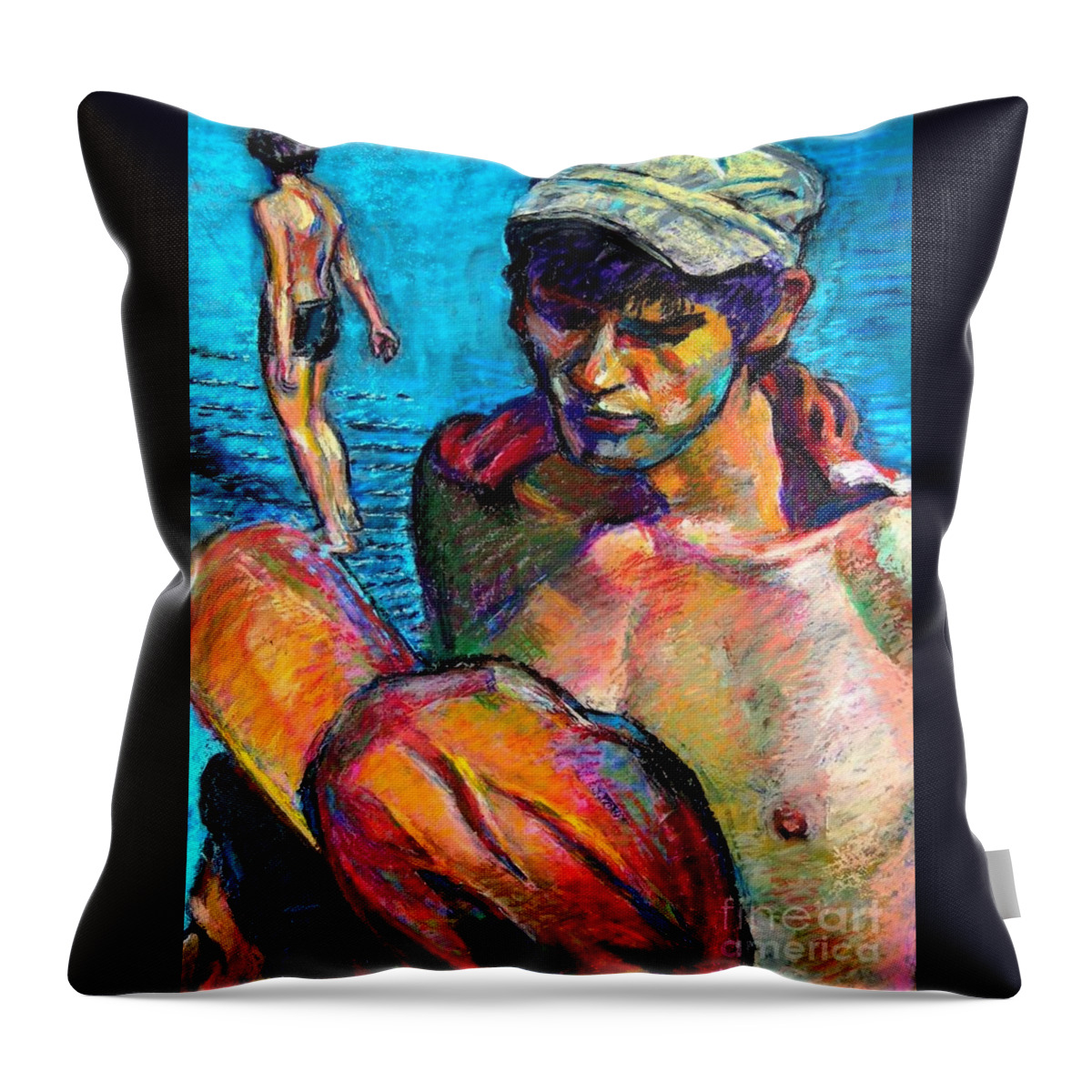 Boys Throw Pillow featuring the drawing Two Boys by Stan Esson