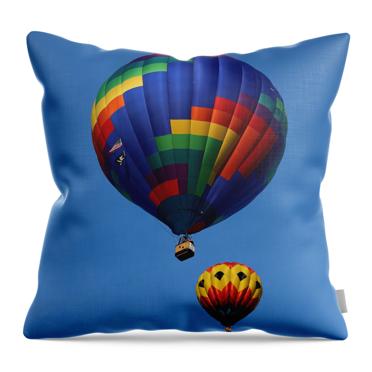 Balloons Throw Pillow featuring the photograph Two Colorful Balloons by Carol Groenen