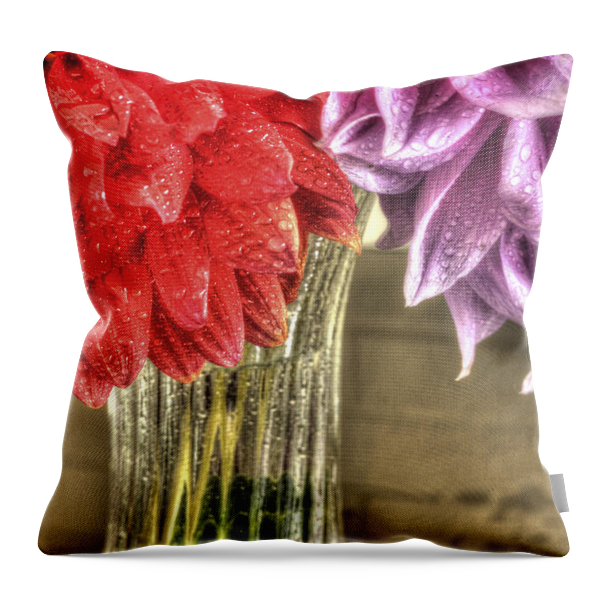 Dahlia Throw Pillow featuring the photograph Two Dahlias - 0852 by Paul W Faust - Impressions of Light