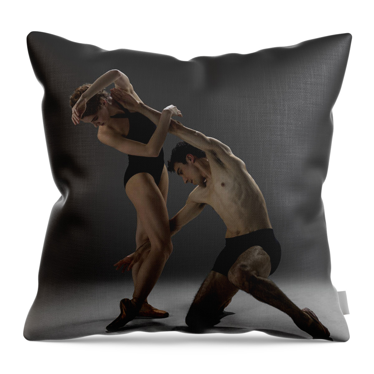 Ballet Dancer Throw Pillow featuring the photograph Two Dancers Performing Contemporary by Nisian Hughes