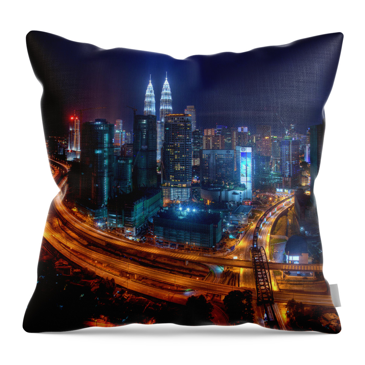 Outdoors Throw Pillow featuring the photograph Two Direction In Klcc by Rithauddin Photographer