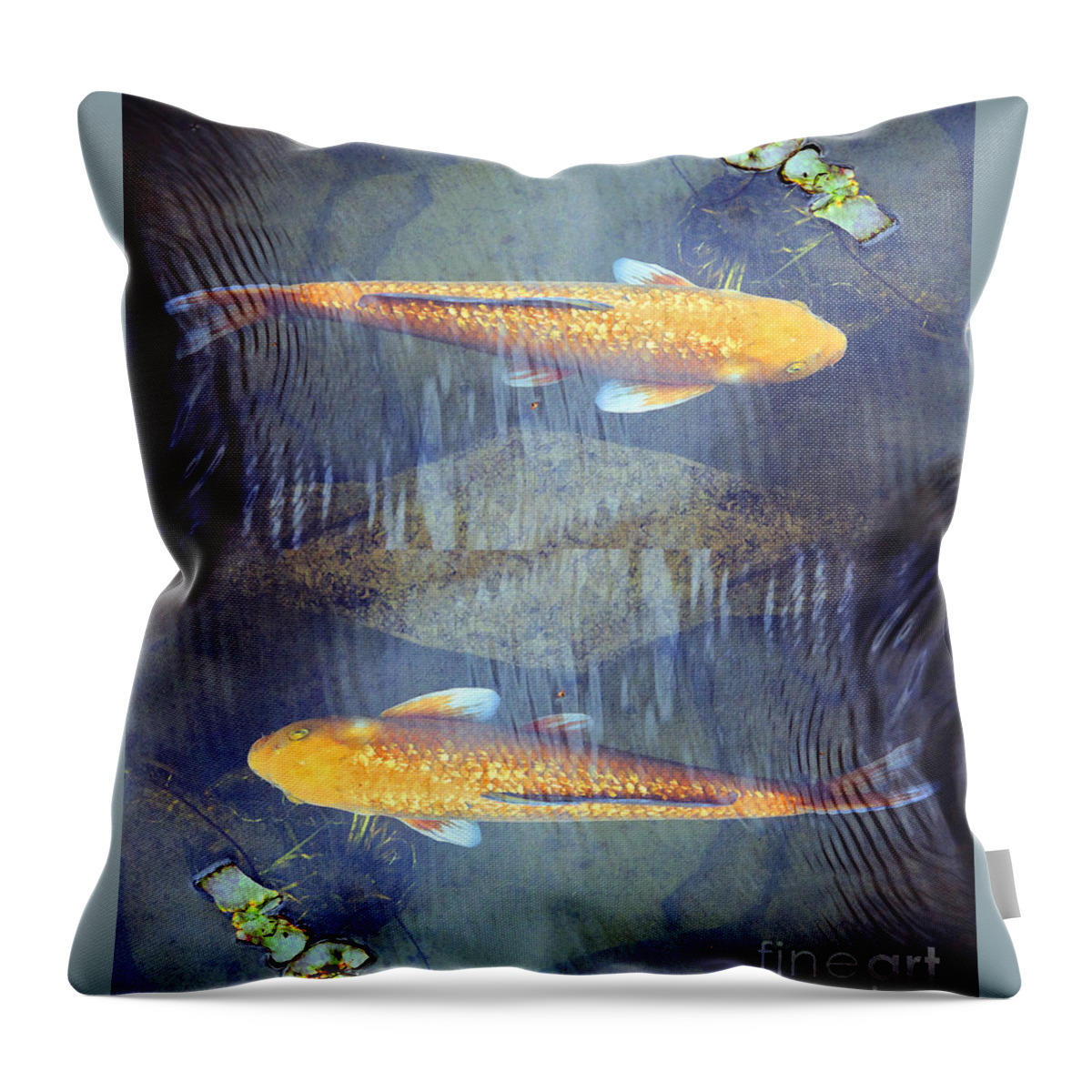 Koi Throw Pillow featuring the digital art Two Gold Fish 2 by Kristine Anderson