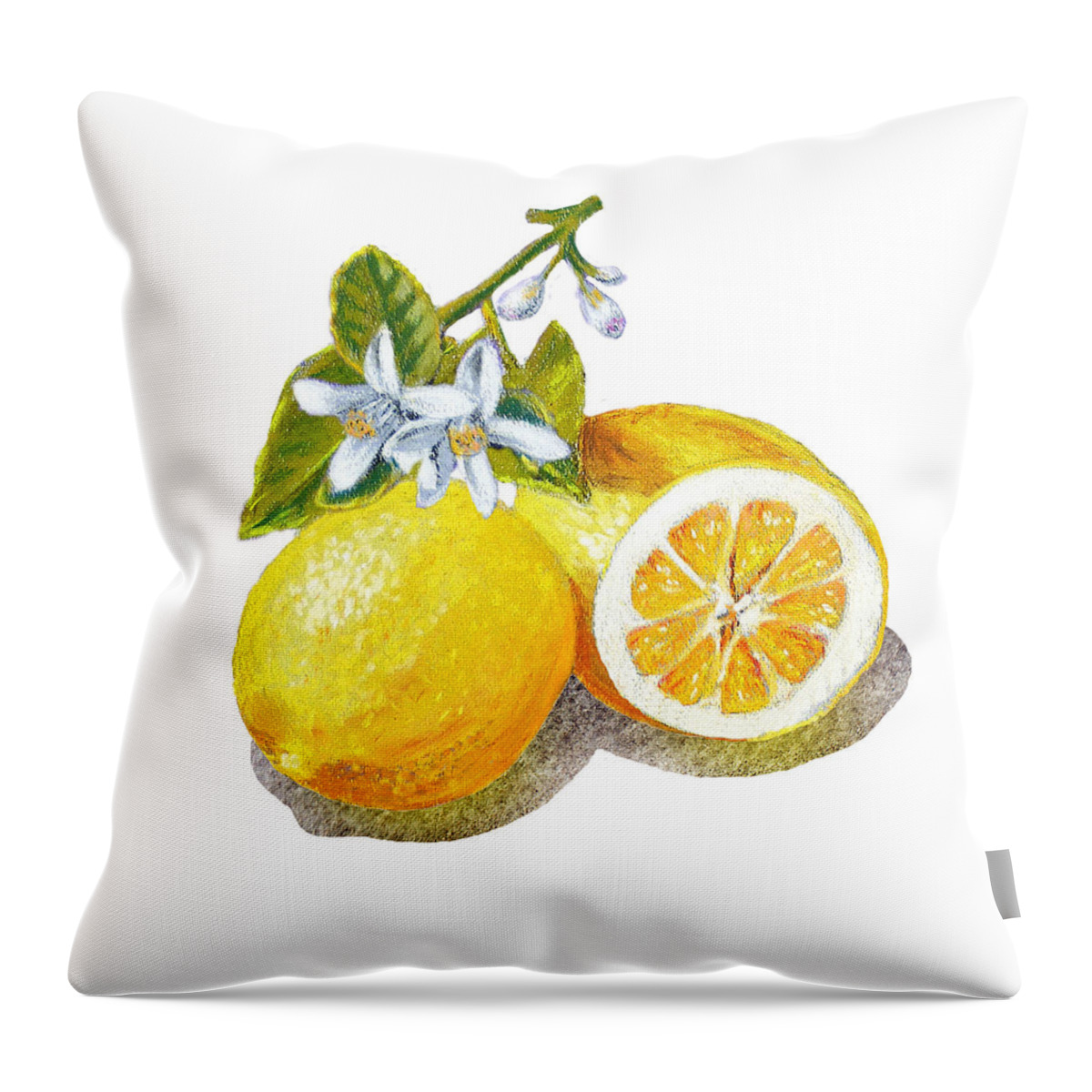 Lemon Throw Pillow featuring the painting Two Happy Lemons by Irina Sztukowski