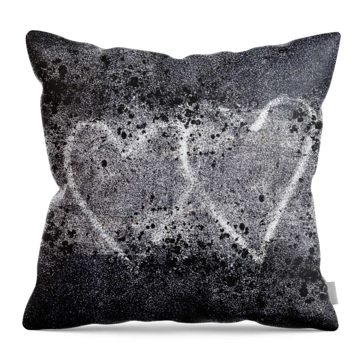 Heart Throw Pillow featuring the photograph Two Hearts Graffiti Love by Carol Leigh