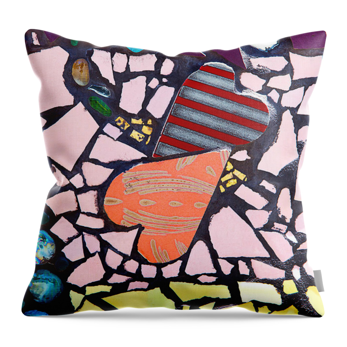 Hearts Throw Pillow featuring the photograph Two Hearts Mosaic by Art Block Collections
