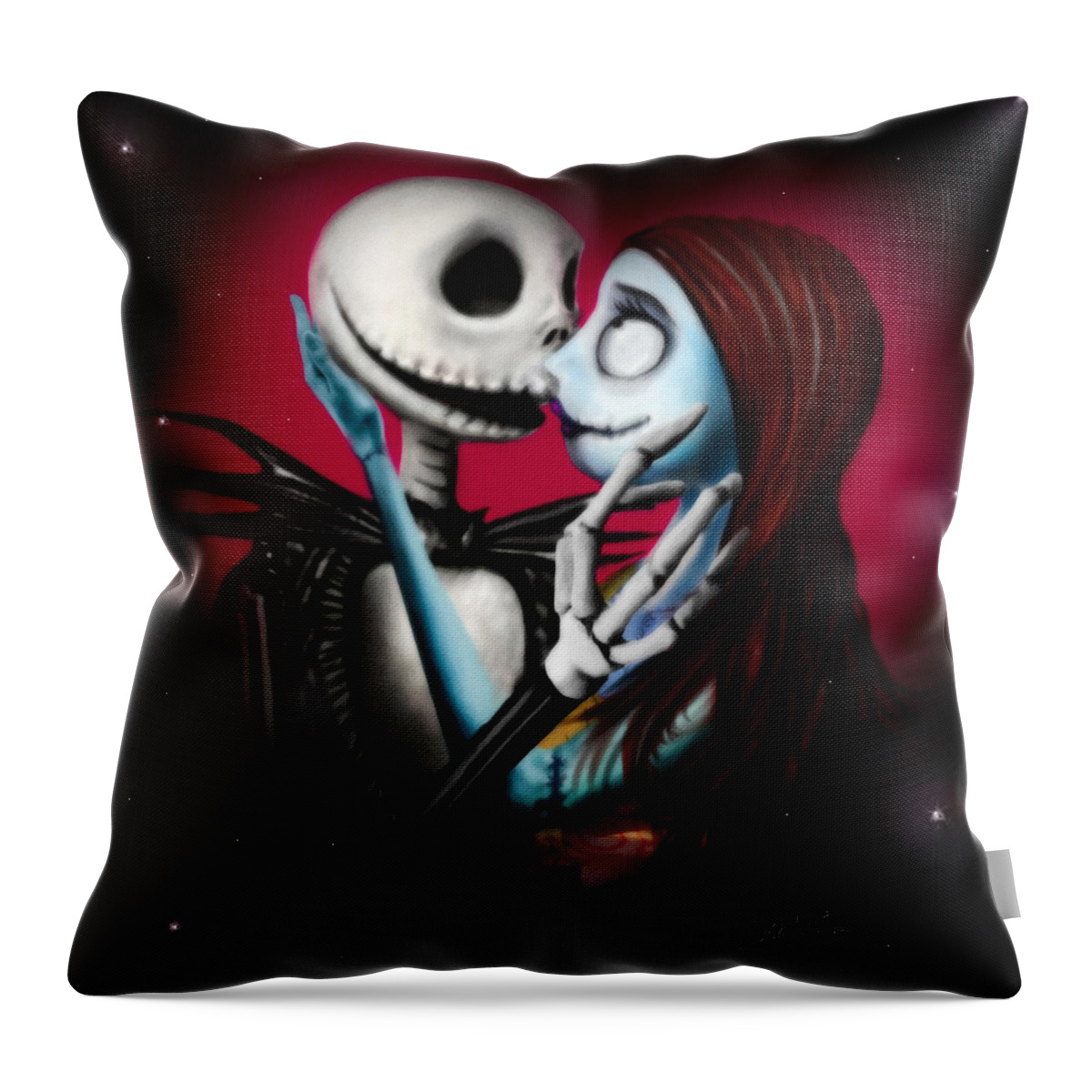Jack Skeletron Throw Pillow featuring the digital art Two in one heart by Alessandro Della Pietra