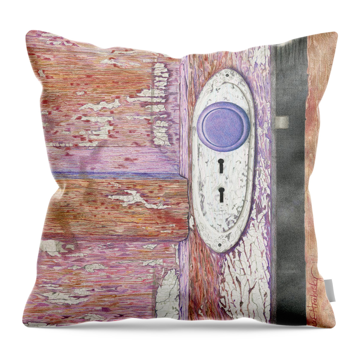 Colored Pencil Throw Pillow featuring the drawing Two Keys? by Diana Hrabosky