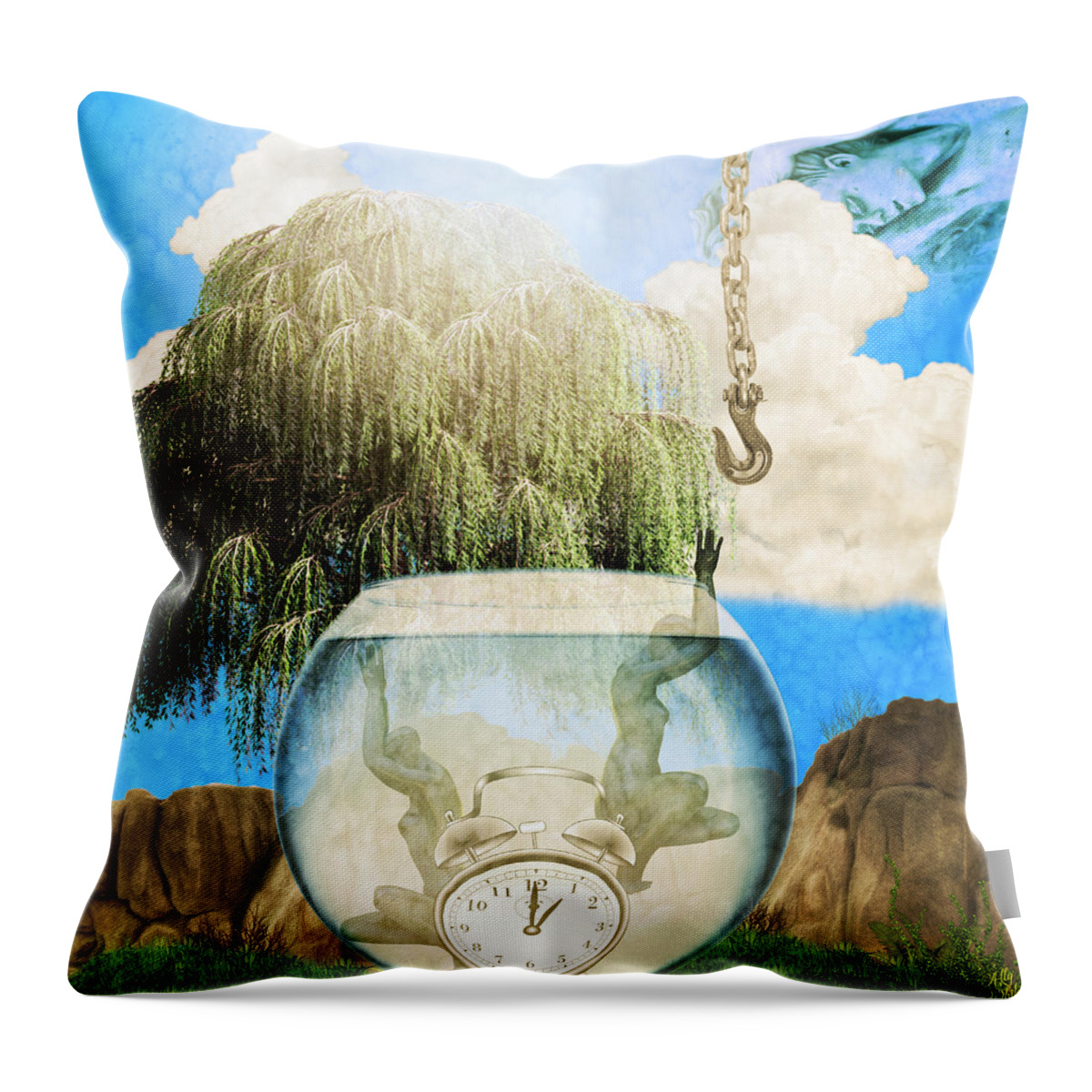 Two Lost Souls Throw Pillow featuring the mixed media Two Lost Souls by Ally White