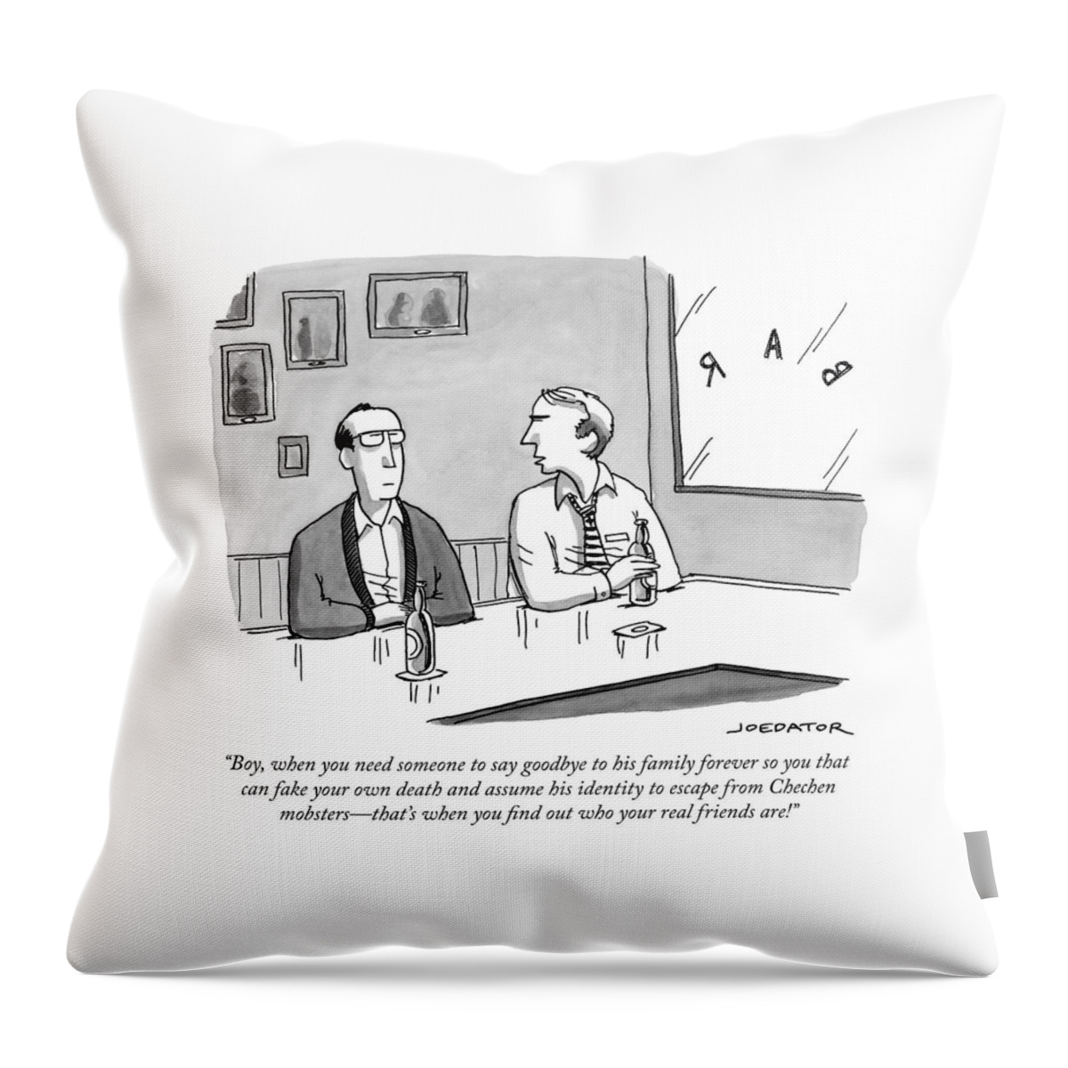 Two Men Talk In A Bar Throw Pillow