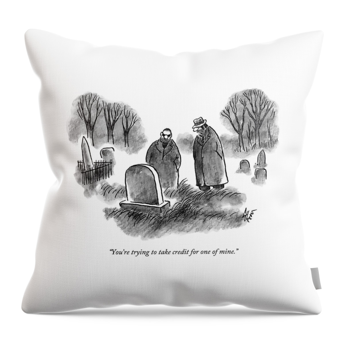 Two Mobsters / Gangsters Stand By A Grave Throw Pillow