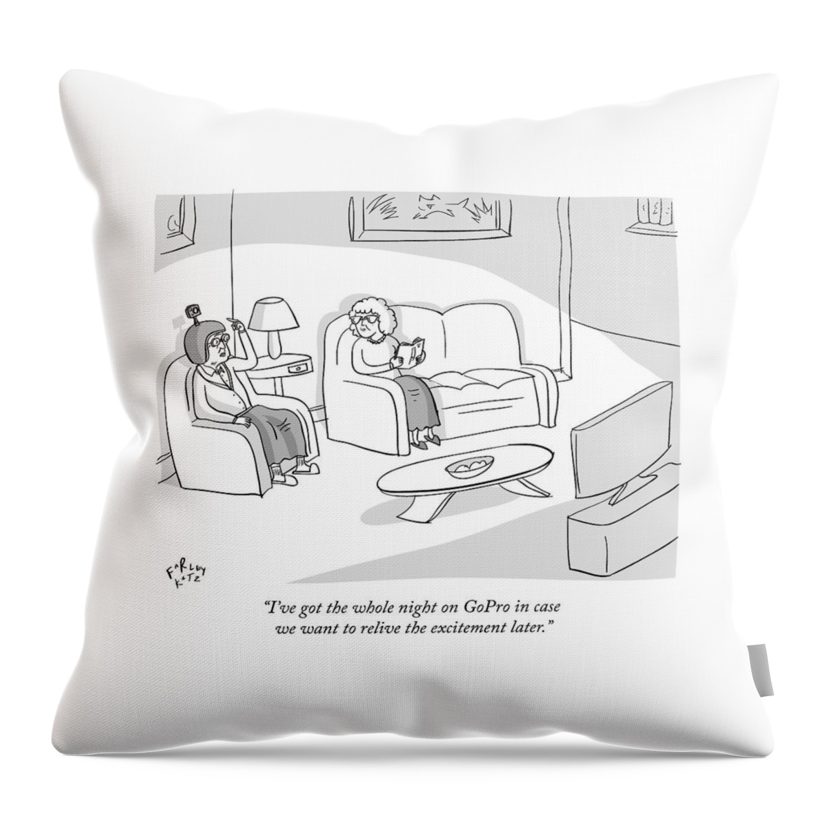 Two Old Women On A Quiet Night Throw Pillow