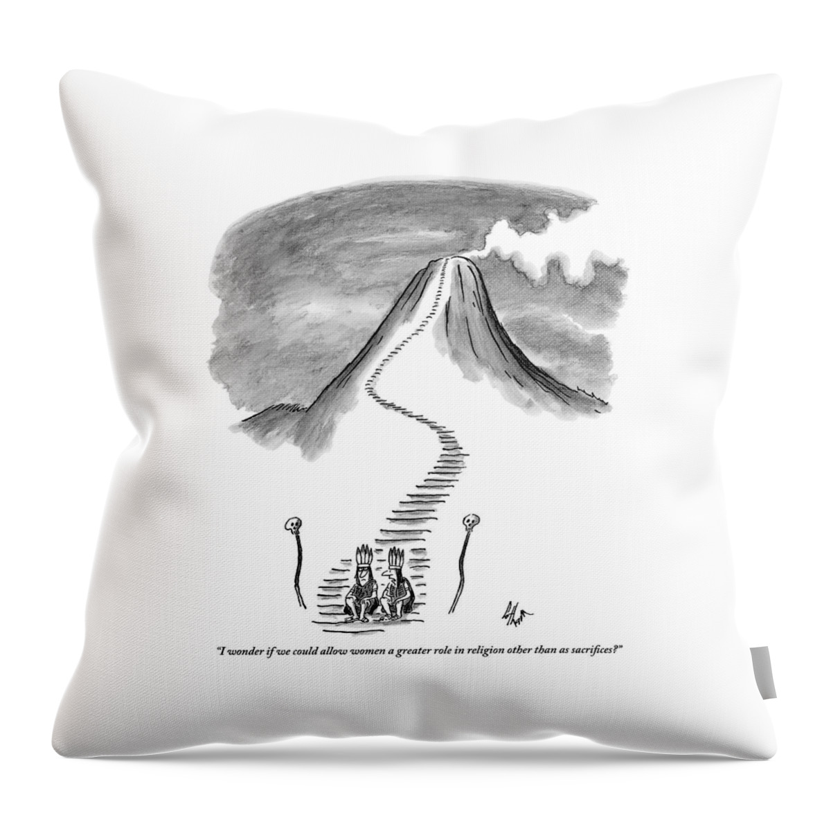 Two Tribesmen With Feather Headdresses Sit Throw Pillow