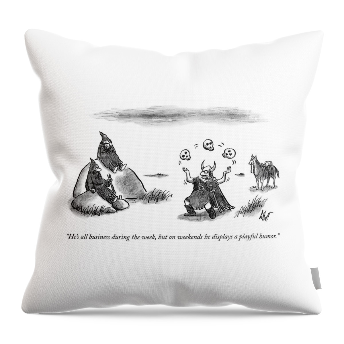 Two Visigoths Watch A Visigoth Soldier Juggles Throw Pillow
