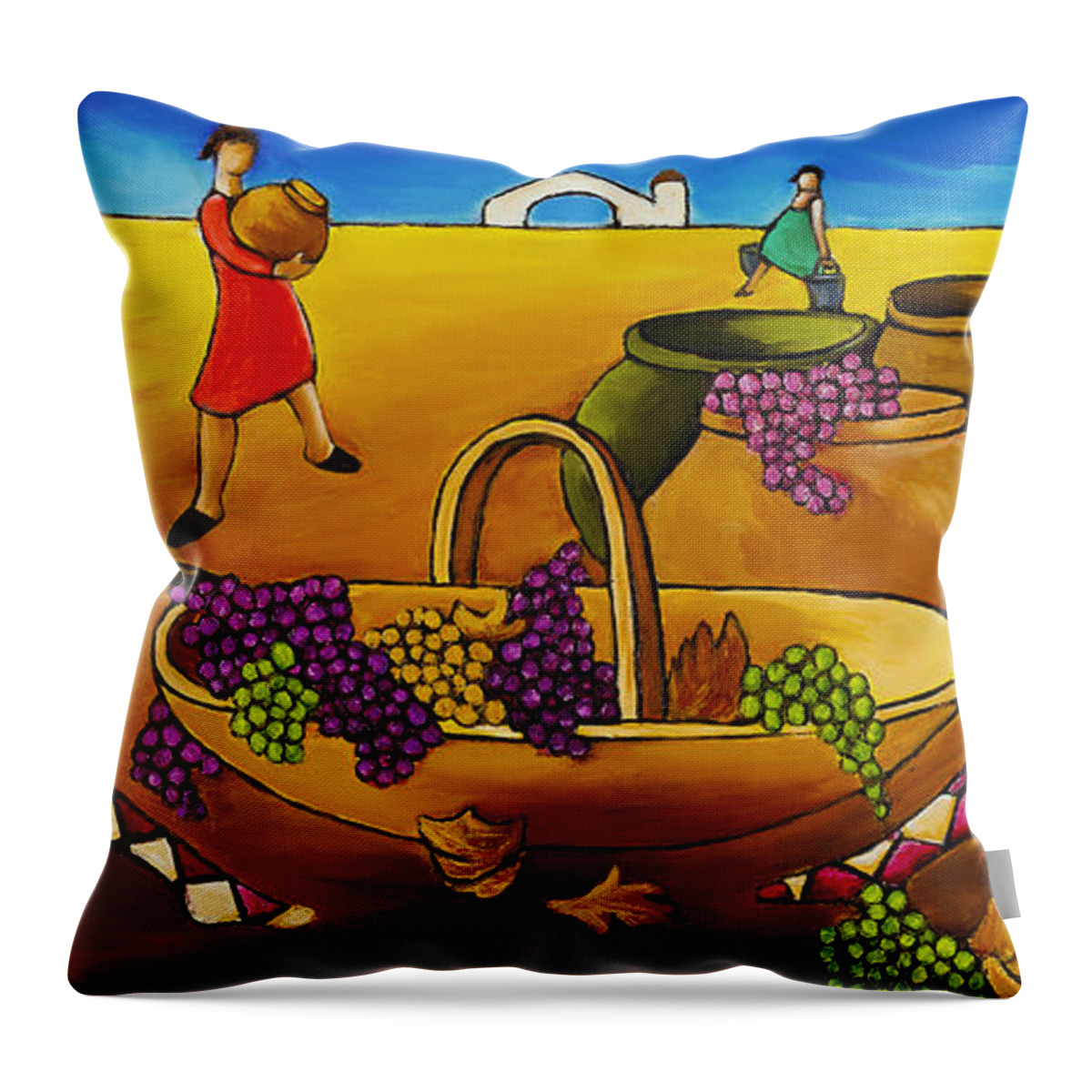 Women With Mandolins Throw Pillow featuring the painting Two Women With Mandolins by William Cain
