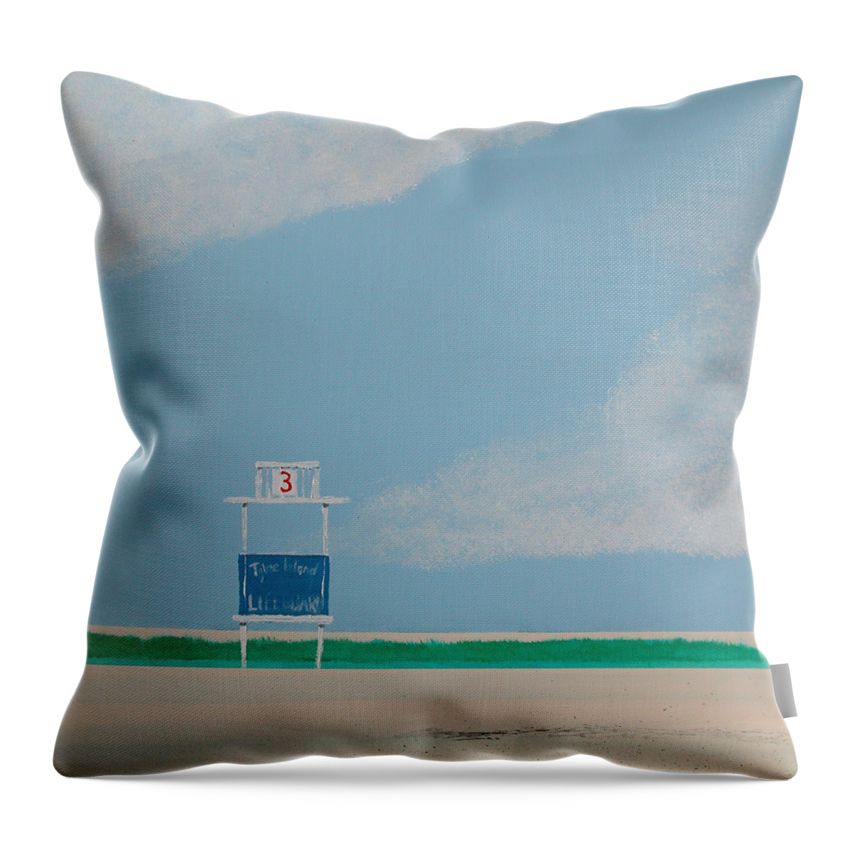 Beach Throw Pillow featuring the painting Tybee Island 3rd Street Guard Stand by Rhodes Rumsey