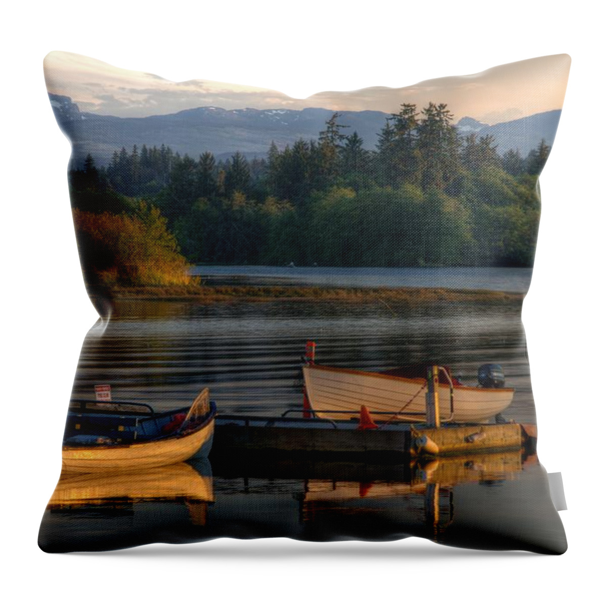 Tyee Throw Pillow featuring the photograph Sunset Tyee Boats by Kathy Paynter