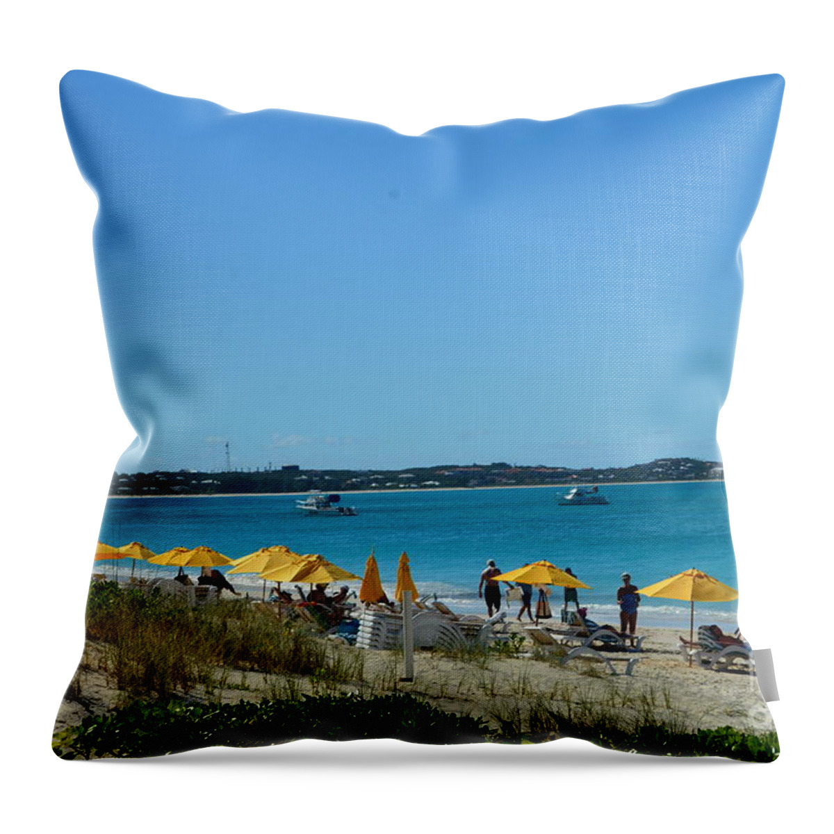 Beach Throw Pillow featuring the photograph Typical Beach Day by Judy Wolinsky