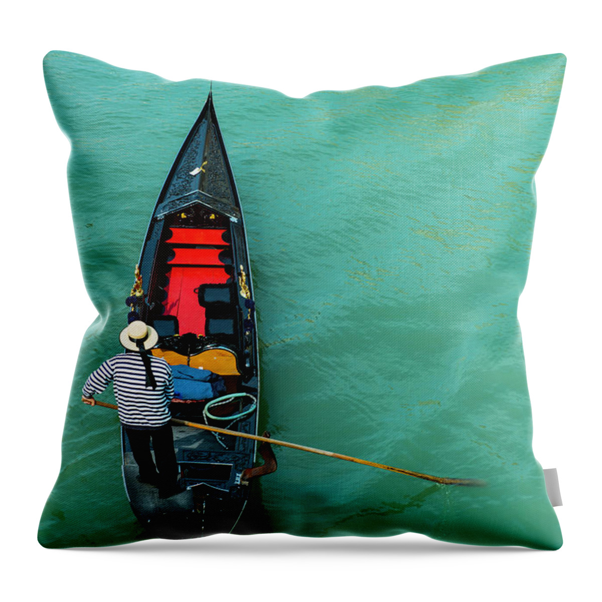 People Throw Pillow featuring the photograph Typical Gondola In Venice - Italy by Caracterdesign