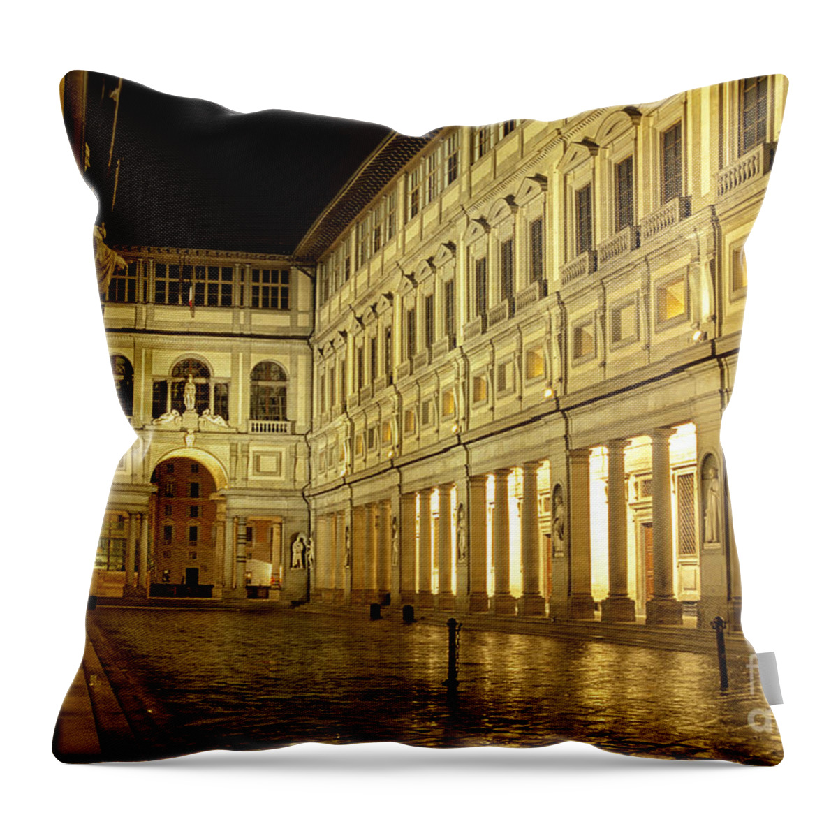 Column Throw Pillow featuring the photograph Uffizi gallery Florence Italy by Ryan Fox