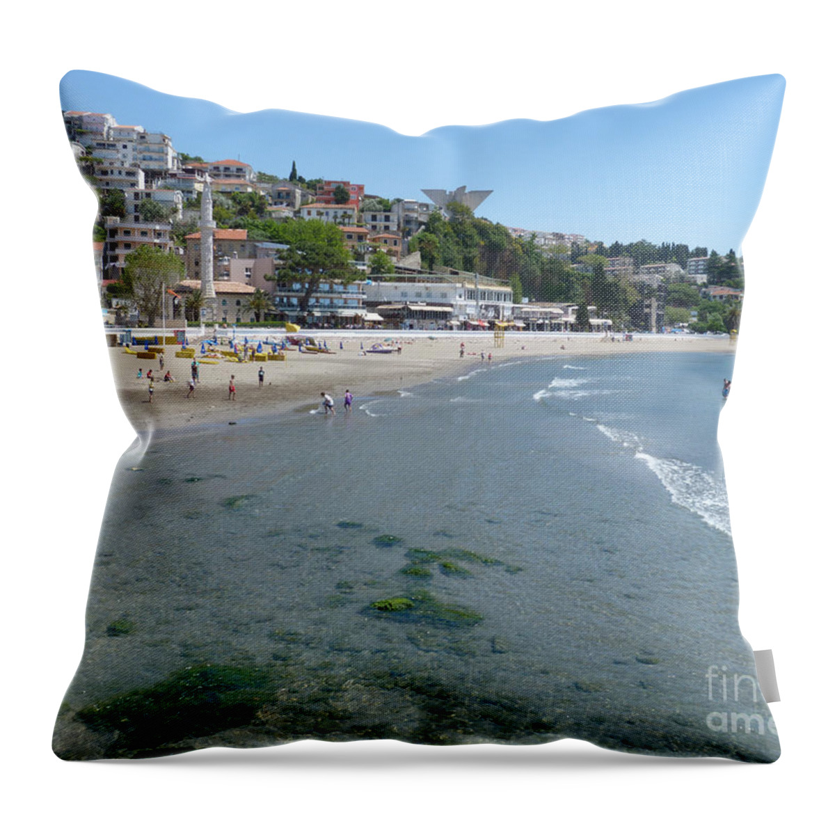 Ulcinj Throw Pillow featuring the photograph Ulcinj Beach - Montenegro by Phil Banks